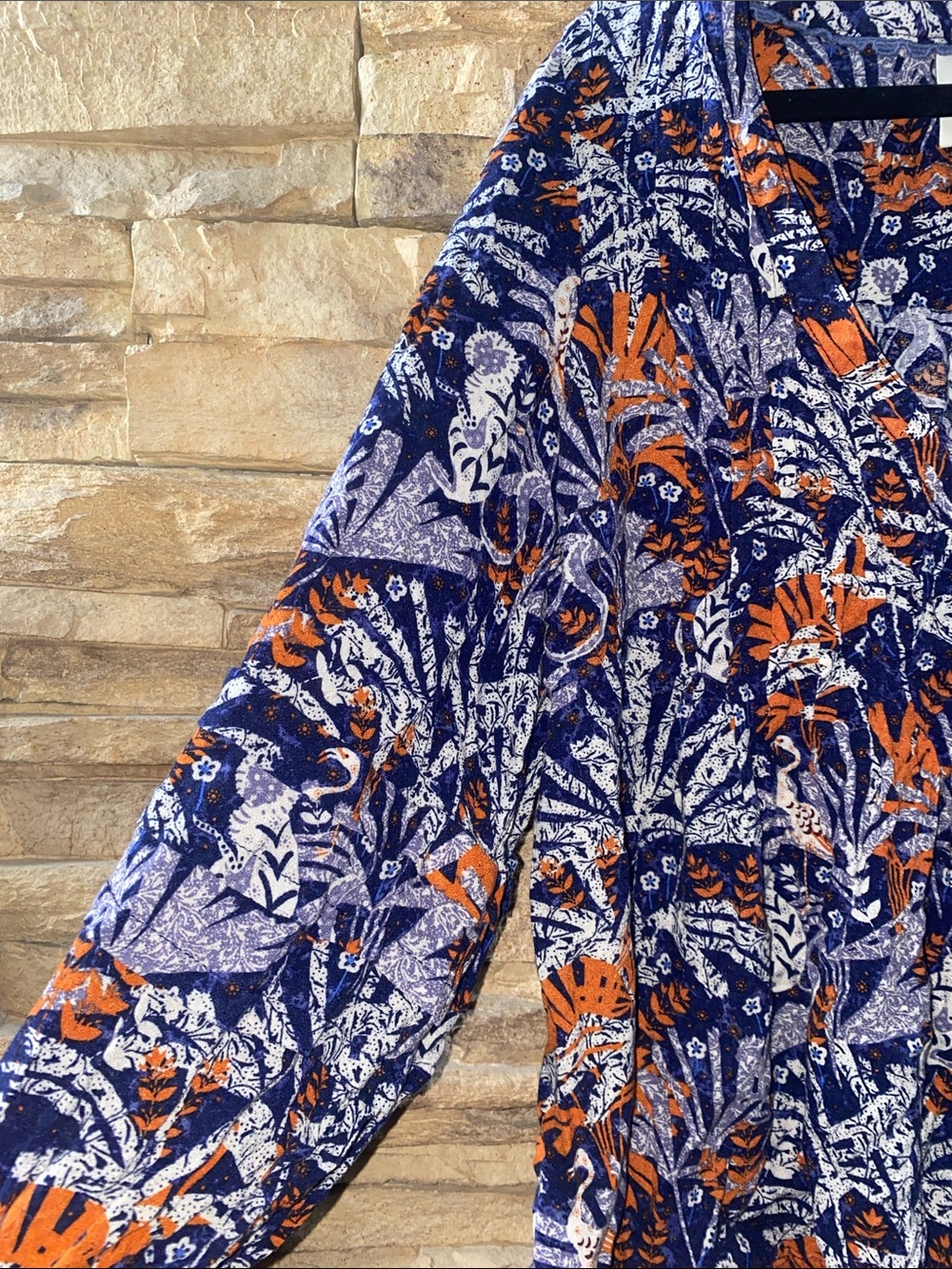Maeve by Anthropologie Blue and Orange Tropical Print Blouse XS - Picture 10 of 11